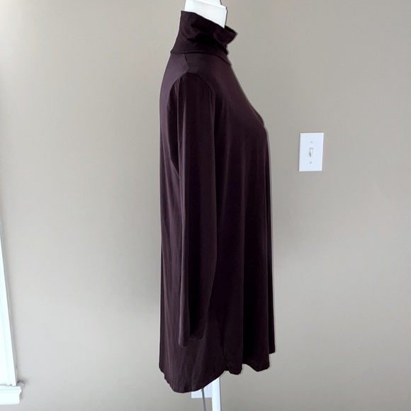 Eileen Fisher Scrunched Turtleneck Jersey Tunic, Brown, Size Small - Picture 4 of 10
